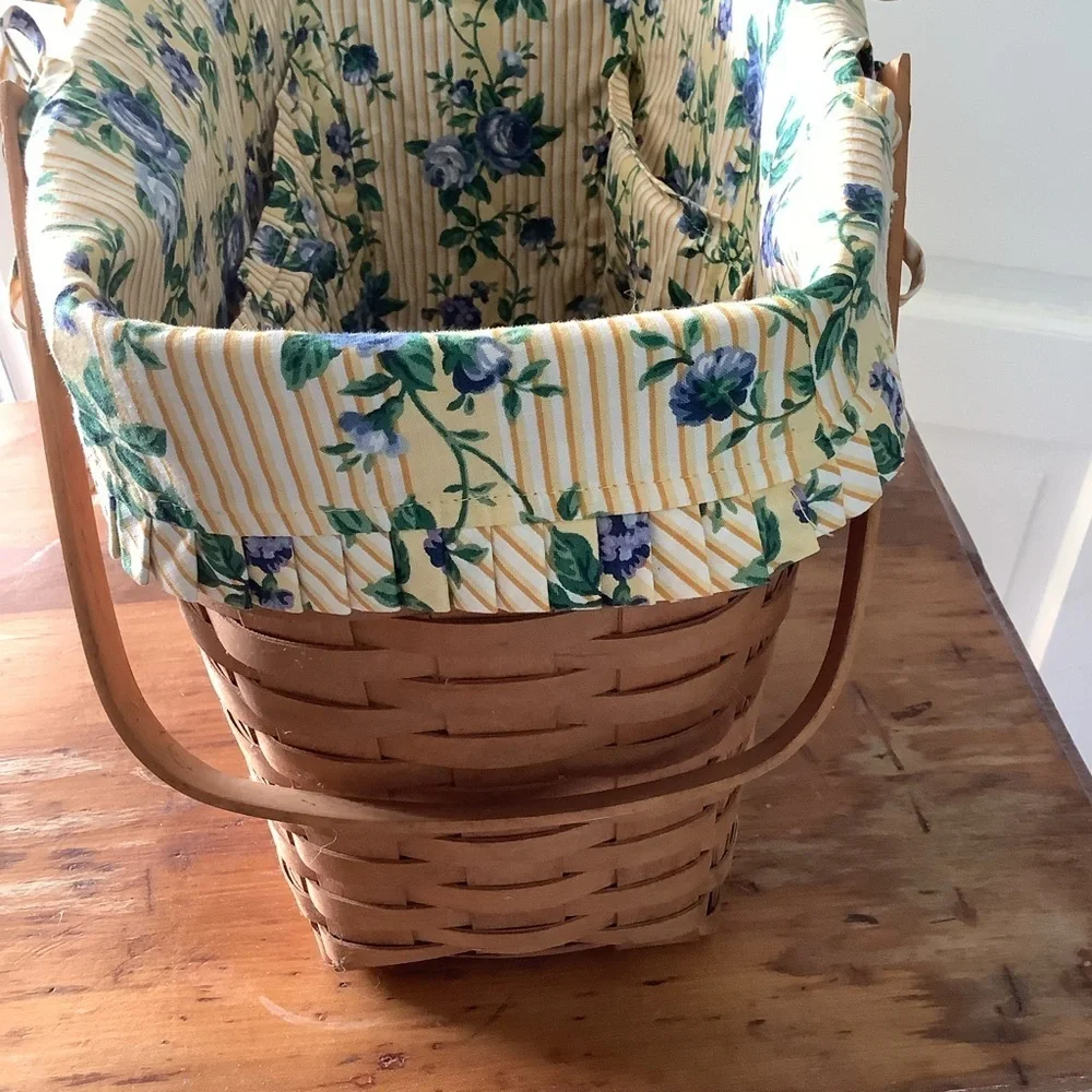 Longaberger Basket With Lid Rose Trellis Pattern Cover and Insert